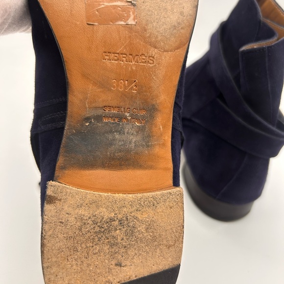 Hermes Neo Boots Navy Suede Palladium Hardware SIZE 38.5 No Box No Dustbag - Picture 11 of 16